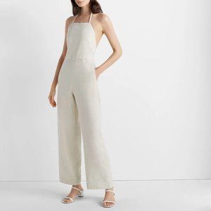 Club Monaco Linen Blend Cream Backless Jumpsuit